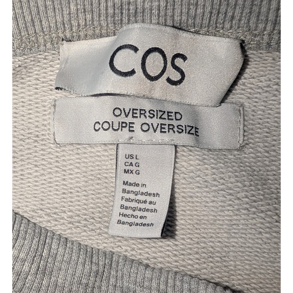 COS 100% Cotton Oversized Short Sleeve Sweatshirt Size Large Gray See Pics - Picture 5 of 6